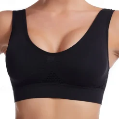 Women's Light Support Sports Bra Running Bra Open Back Bra Top Padded Fitness Leisure Sports Running Breathable Lightweight Soft Watermelon Red Black White Solid Colored