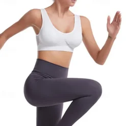 Women's Light Support Sports Bra Running Bra Open Back Bra Top Padded Fitness Leisure Sports Running Breathable Lightweight Soft Watermelon Red Black White Solid Colored