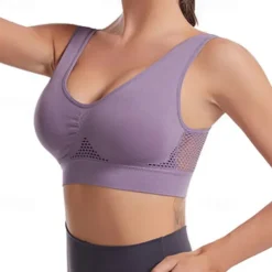 Women's Light Support Sports Bra Running Bra Open Back Bra Top Padded Fitness Leisure Sports Running Breathable Lightweight Soft Watermelon Red Black White Solid Colored