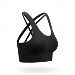 Women's Light Support Sports Bra Running Bra Open Back Cross Back Bra Top Padded Fitness Leisure Sports Running Breathable Lightweight Soft Black Pink Blue Solid Colored