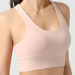 Women's Light Support Sports Bra Running Bra Open Back Cross Back Bra Top Padded Fitness Leisure Sports Running Breathable Lightweight Soft Black Pink Blue Solid Colored