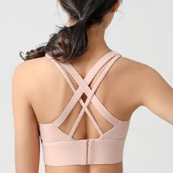 Women's Light Support Sports Bra Running Bra Open Back Cross Back Bra Top Padded Fitness Leisure Sports Running Breathable Lightweight Soft Black Pink Blue Solid Colored