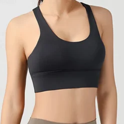 Women's Light Support Sports Bra Running Bra Open Back Cross Back Bra Top Padded Fitness Leisure Sports Running Breathable Lightweight Soft Black Pink Blue Solid Colored