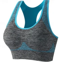 Women's Light Support Sports Bra Running Bra Racerback Wirefree Bra Top Padded Fitness Leisure Sports Running Breathable Lightweight Soft Blue Dark Gray Purple Solid Colored