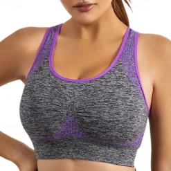 Women's Light Support Sports Bra Running Bra Racerback Wirefree Bra Top Padded Fitness Leisure Sports Running Breathable Lightweight Soft Blue Dark Gray Purple Solid Colored