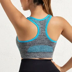Women's Light Support Sports Bra Running Bra Racerback Wirefree Bra Top Padded Fitness Leisure Sports Running Breathable Lightweight Soft Blue Dark Gray Purple Solid Colored