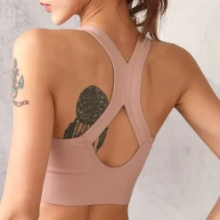 Women's Light Support Sports Bra Running Bra Open Back Removable Pad Bra Top Padded Fitness Leisure Sports Running Breathable Lightweight Soft Black Pink Blue Solid Colored