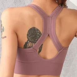 Women's Light Support Sports Bra Running Bra Open Back Removable Pad Bra Top Padded Fitness Leisure Sports Running Breathable Lightweight Soft Black Pink Blue Solid Colored