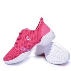 Women's Lightweight Mesh Lace-Up Dance Sneakers – Breathable Black Sports Shoes for Jazz, Zumba, and Fitness Workouts