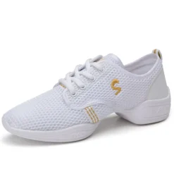 Women's Lightweight Mesh Lace-Up Dance Sneakers – Breathable Black Sports Shoes for Jazz, Zumba, and Fitness Workouts