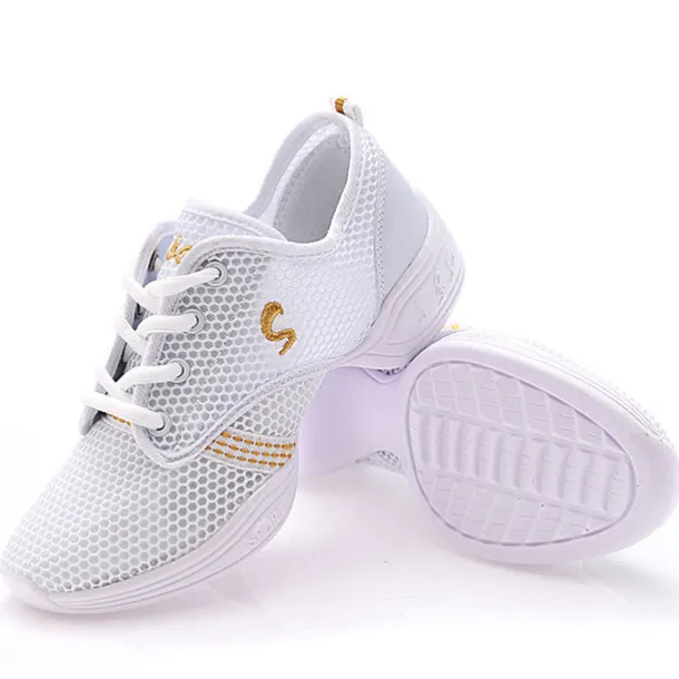 Women's Lightweight Mesh Lace-Up Dance Sneakers – Breathable Black Sports Shoes for Jazz, Zumba, and Fitness Workouts