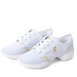 Women's Lightweight Mesh Lace-Up Dance Sneakers – Breathable Black Sports Shoes for Jazz, Zumba, and Fitness Workouts