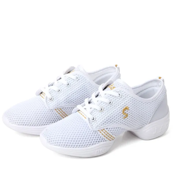 Women's Lightweight Mesh Lace-Up Dance Sneakers – Breathable Black Sports Shoes for Jazz, Zumba, and Fitness Workouts