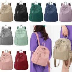 Women's Lightweight Nylon Backpack – Water-Resistant Casual Travel Bag with Multiple Pockets, Stylish Daypack for Work, School, and Outdoor Use