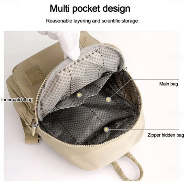 Women's Lightweight Nylon Backpack – Water-Resistant Casual Travel Bag with Multiple Pockets, Stylish Daypack for Work, School, and Outdoor Use