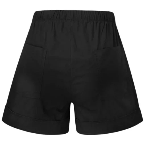 Women's Linen-Inspired Shorts Drawstring Pocket Plain Daily Regular Summer Green Black Pink Orange Red