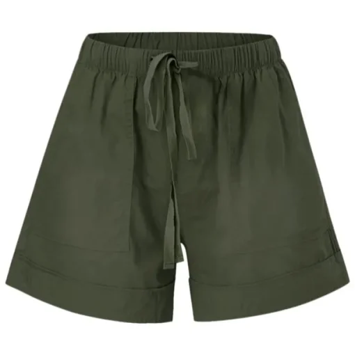 Women's Linen-Inspired Shorts Drawstring Pocket Plain Daily Regular Summer Green Black Pink Orange Red