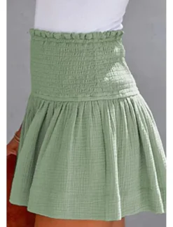 Women's Linen-Inspired Shorts Shorts Slacks Streetwear Casual Short Natural Plain Elastic Waist Comfy Outdoor Comfortable Street Daily Wear Almond Grey Black Pink Summer Regular Fit