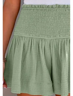 Women's Linen-Inspired Shorts Shorts Slacks Streetwear Casual Short Natural Plain Elastic Waist Comfy Outdoor Comfortable Street Daily Wear Almond Grey Black Pink Summer Regular Fit