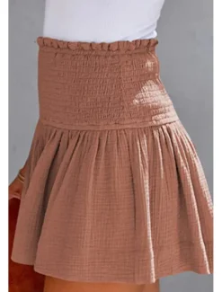 Women's Linen-Inspired Shorts Shorts Slacks Streetwear Casual Short Natural Plain Elastic Waist Comfy Outdoor Comfortable Street Daily Wear Almond Grey Black Pink Summer Regular Fit