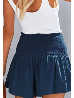 Women's Linen-Inspired Shorts Shorts Slacks Streetwear Casual Short Natural Plain Elastic Waist Comfy Outdoor Comfortable Street Daily Wear Almond Grey Black Pink Summer Regular Fit