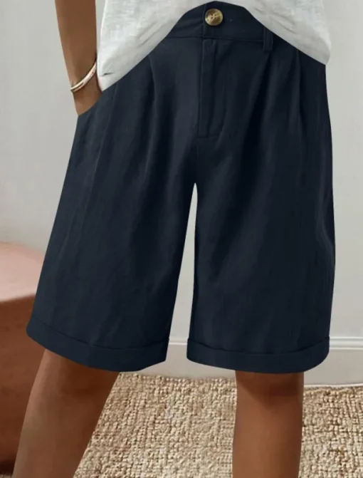Women's Linen-Inspired Shorts Shorts Slacks Fashion Streetwear Short Natural Plain Pocket Buckle Comfy Outdoor Comfortable Holiday Weekend Apricot Grey Black White Summer Regular Fit