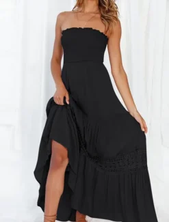Women's Long Dress Maxi Dress Casual Dress Chiffon Dress Summer Dress Elegant Stylish Casual Vacation Daily Beach Regular Fit Plain Sleeveless Halter Neck Black White Yellow Green Summer