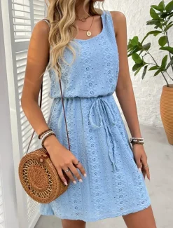 Women's Long Dress Maxi Dress Casual Dress Tank Dress Stylish Casual Vacation Daily Regular Fit Plain Sleeveless U Neck Black White Sky Blue Summer Spring