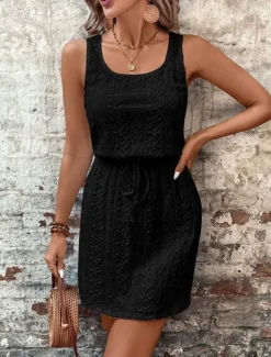 Women's Long Dress Maxi Dress Casual Dress Tank Dress Stylish Casual Vacation Daily Regular Fit Plain Sleeveless U Neck Black White Sky Blue Summer Spring