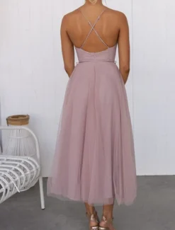 Women's Long Dress Maxi Dress Casual Dress Cocktail Dress Wedding Guest Dress Chiffon Dress Fashion Outdoor Party Holiday Regular Fit Plain Sleeveless V Neck Black Pink Brown Summer