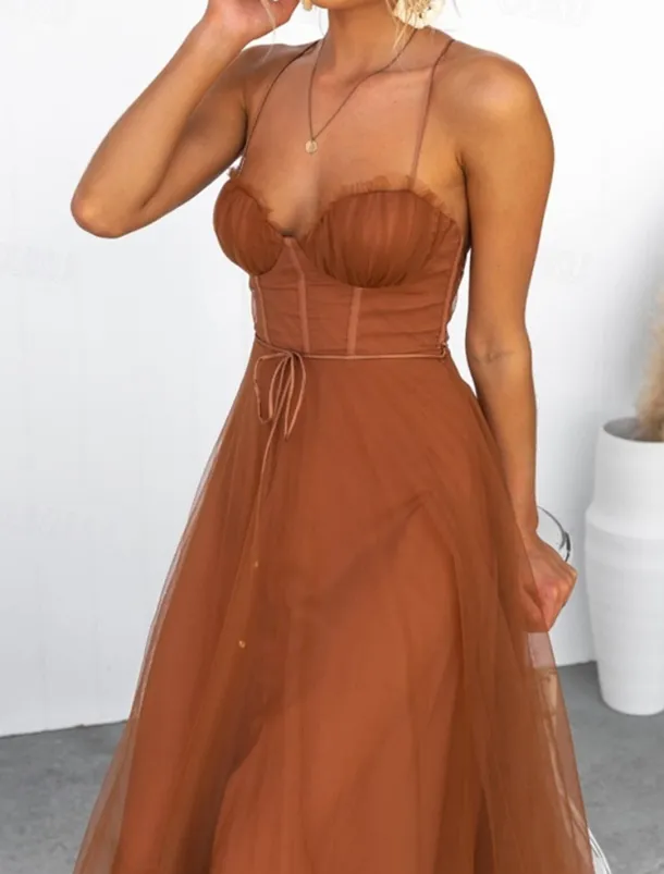 Women's Long Dress Maxi Dress Casual Dress Cocktail Dress Wedding Guest Dress Chiffon Dress Fashion Outdoor Party Holiday Regular Fit Plain Sleeveless V Neck Black Pink Brown Summer