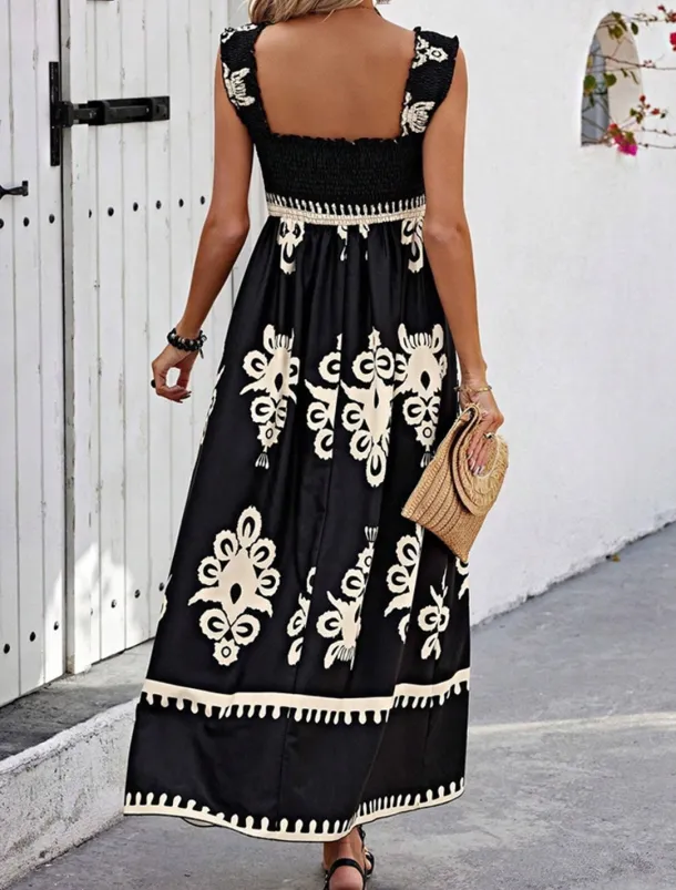 Women's Long Dress Maxi Dress Casual Dress A Line Dress Summer Dress Boho Dress Bohemia Hawaiian Stylish Vacation Daily Date Regular Fit Graphic Sleeveless Square Neck Black Pink Red Green Summer