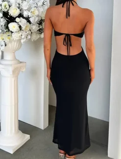 Women's Long Dress Maxi Dress Casual Dress Cocktail Dress Fashion Elegant Dress Outdoor Party Holiday Regular Fit Plain Sleeveless V Neck Black White Yellow Summer