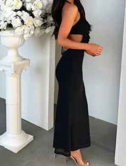 Women's Long Dress Maxi Dress Casual Dress Cocktail Dress Fashion Elegant Dress Outdoor Party Holiday Regular Fit Plain Sleeveless V Neck Black White Yellow Summer