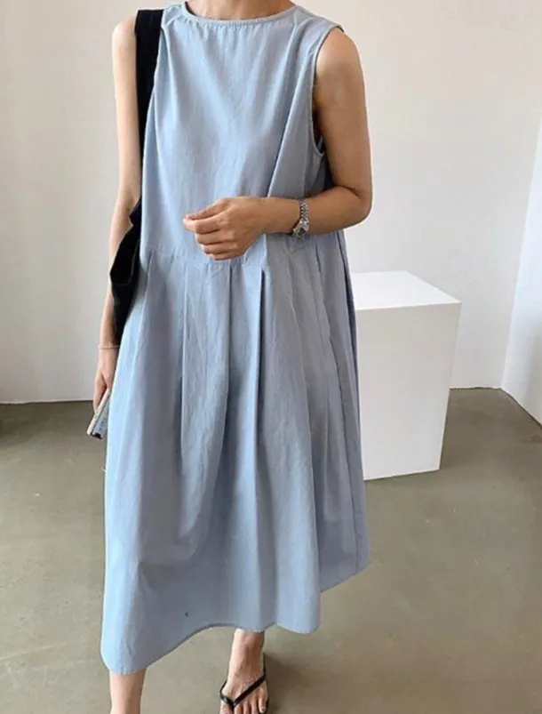 Women's Long Dress Maxi Dress Linen-Inspired Dresses Casual Dress Stylish Casual Vacation Daily Date Regular Fit Plain Sleeveless V Neck Black Blue Apricot Summer Spring