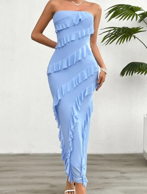 Women's Long Dress Maxi Dress White Dress Prom Dress Party Dress Cocktail Dress Fashion Modern Festival Dress Wedding Party Special Occasion Regular Fit Plain Sleeveless Strapless White Pink Blue