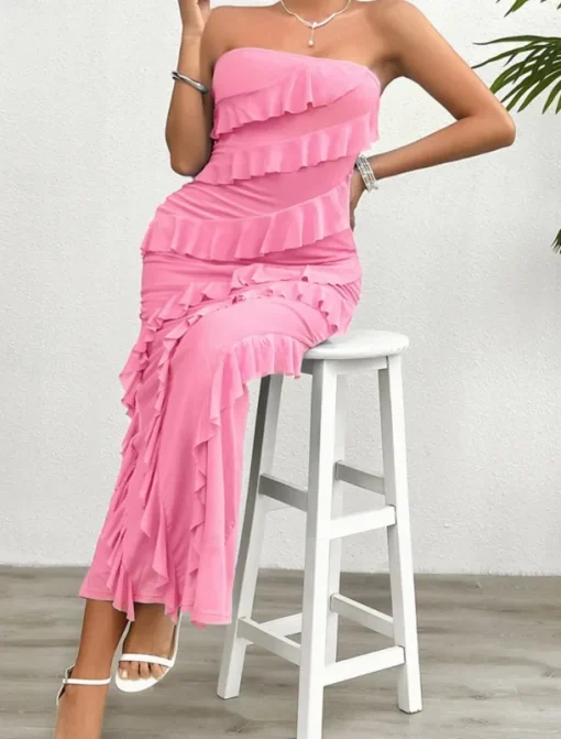 Women's Long Dress Maxi Dress White Dress Prom Dress Party Dress Cocktail Dress Fashion Modern Festival Dress Wedding Party Special Occasion Regular Fit Plain Sleeveless Strapless White Pink Blue
