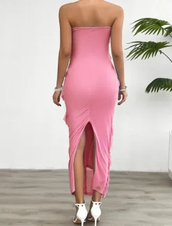 Women's Long Dress Maxi Dress White Dress Prom Dress Party Dress Cocktail Dress Fashion Modern Festival Dress Wedding Party Special Occasion Regular Fit Plain Sleeveless Strapless White Pink Blue