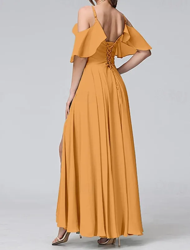 Women's Long Dress Maxi Dress Prom Dress Party Dress Cocktail Dress Wedding Guest Dress Fashion Party Special Occasion Date Regular Fit Plain Short Sleeve V Neck Yellow Light Green Blue Green Summer