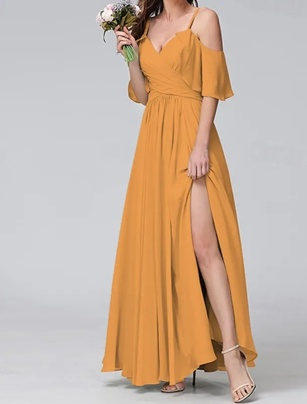 Women's Long Dress Maxi Dress Prom Dress Party Dress Cocktail Dress Wedding Guest Dress Fashion Party Special Occasion Date Regular Fit Plain Short Sleeve V Neck Yellow Light Green Blue Green Summer
