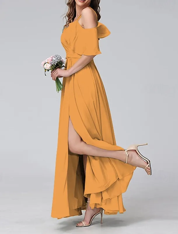 Women's Long Dress Maxi Dress Prom Dress Party Dress Cocktail Dress Wedding Guest Dress Fashion Party Special Occasion Date Regular Fit Plain Short Sleeve V Neck Yellow Light Green Blue Green Summer