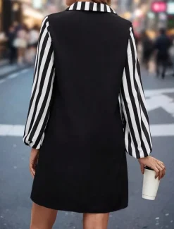 Women's Long Dress Maxi Dress Casual Dress A Line Dress Stylish Casual Vacation Daily Regular Fit Color Block Long Sleeve Shirt Collar Black Summer Spring Fall