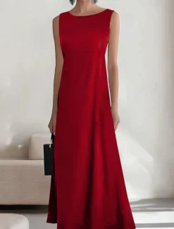 Women's Long Dress Maxi Dress Casual Dress Summer Dress Fashion Outdoor Party Holiday Regular Fit Plain Sleeveless Crew Neck Black Wine Blue Summer