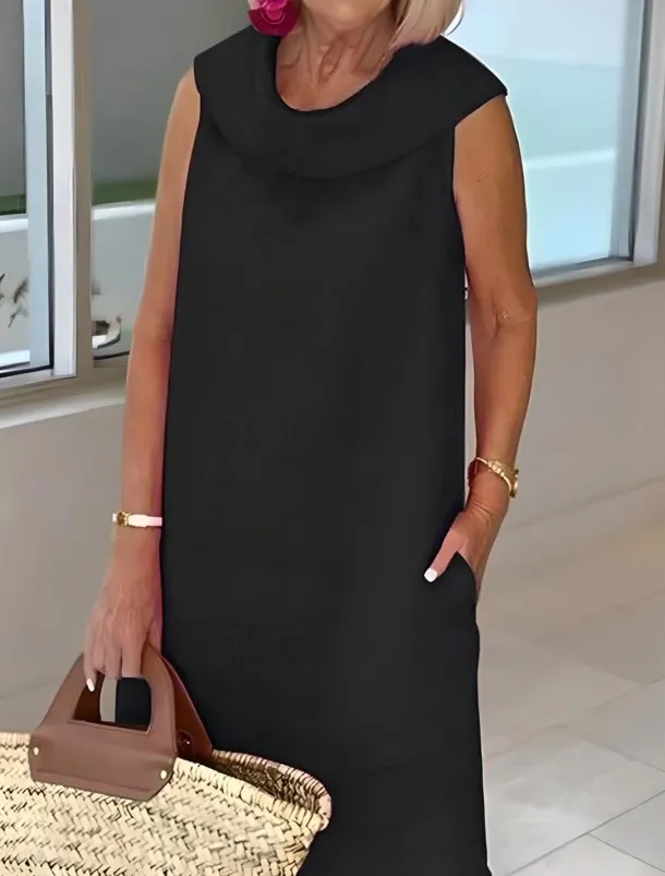 Women's Long Dress Maxi Dress Cotton Linen Dresses Casual Dress Elegant Stylish Basic Vacation Party Work Regular Fit Plain Sleeveless Shirt Collar Black Yellow Pink Blue Summer Spring