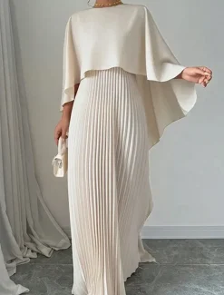 Women's Long Dress Maxi Dress Casual Dress Fashion Batwing Sleeve Outdoor Party Holiday Regular Fit Plain Long Sleeve Crew Neck Black Red Beige Summer