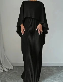 Women's Long Dress Maxi Dress Casual Dress Fashion Batwing Sleeve Outdoor Party Holiday Regular Fit Plain Long Sleeve Crew Neck Black Red Beige Summer