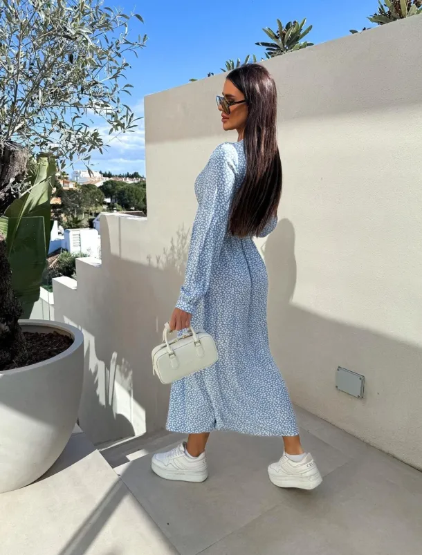 Women's Long Dress Maxi Dress Maxi Dress Floral Dress Elegant Regular Fit Floral Long Sleeve V Neck Pink Red Blue Fall