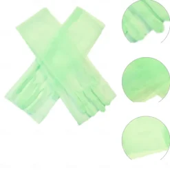 Women's Long Stretchy Mesh Tulle Sheer Gloves Costume Wedding Opera Halloween Party 1920's Dance Gloves