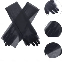 Women's Long Stretchy Mesh Tulle Sheer Gloves Costume Wedding Opera Halloween Party 1920's Dance Gloves