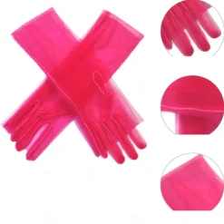 Women's Long Stretchy Mesh Tulle Sheer Gloves Costume Wedding Opera Halloween Party 1920's Dance Gloves